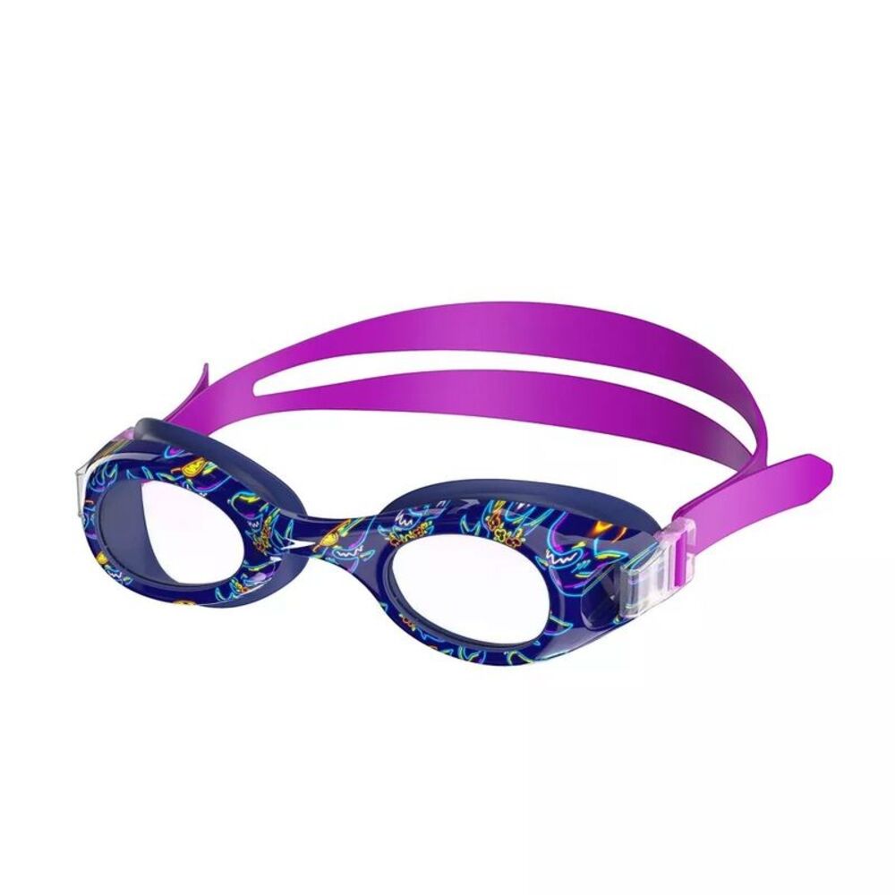Speedo Kids Glide Print Swim Goggles Deep Royal Cobalt Sharks for Ages 3-6